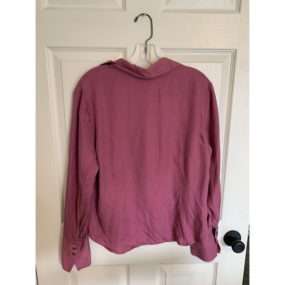 VALERIE STEVENS 100% Silk Blouse button front pink size Large - Picture 7 of 11